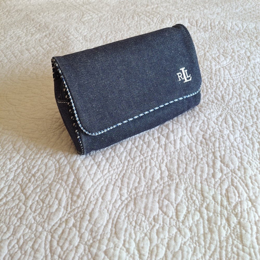 vintage Y2K Lauren Ralph Lauren Denim  Clutch Travel Organizer Sunglasses Case